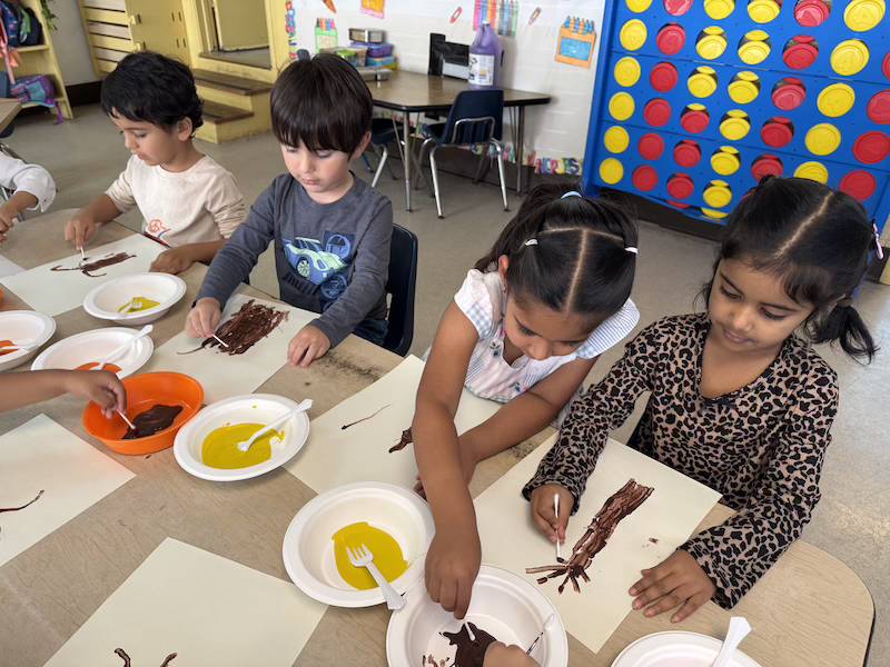 Children doing art activity at Adventure Montessori Academy