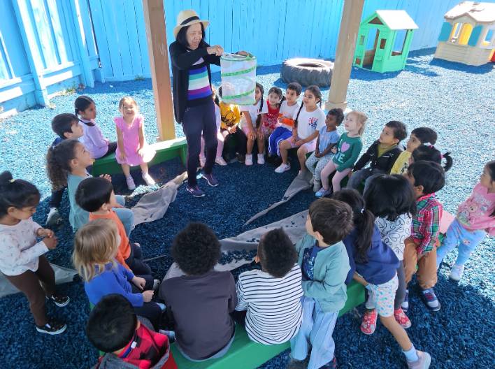 A young student engaged in Montessori learning activity
